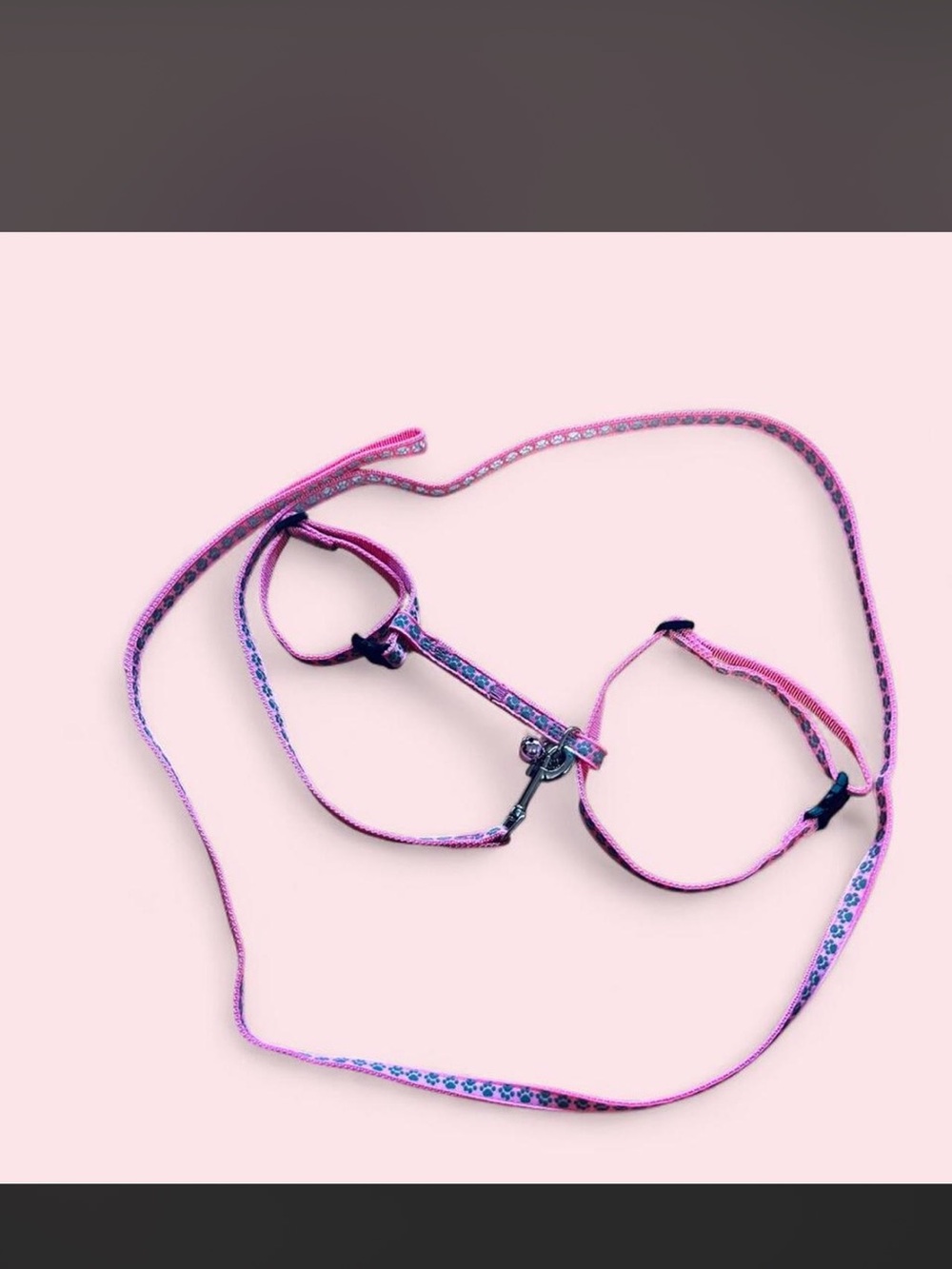 Pink Paw-Print Harness and Leash Set - Unbranded